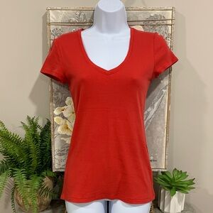 BANANA REPUBLIC Coral Cotton V-Neck T-shirt S